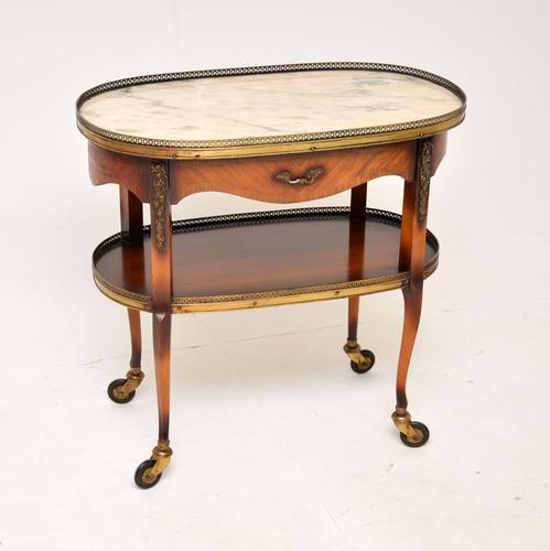 French Marble Top Side Table / Drinks Trolley c.1930 (1 of 8)