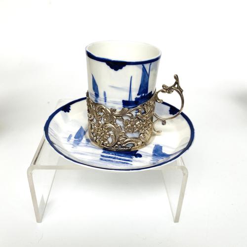 Royal Crown Derby Coffee Cup & Saucer in Silver Holder (1 of 8)