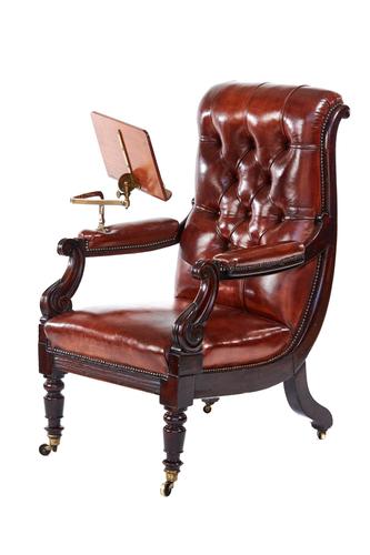 WV1 Period Mahogany & Leather Library Chair with Lectern (1 of 7) WV1 Period Mahogany & Leather Library Chair with Lectern (1 of 7)