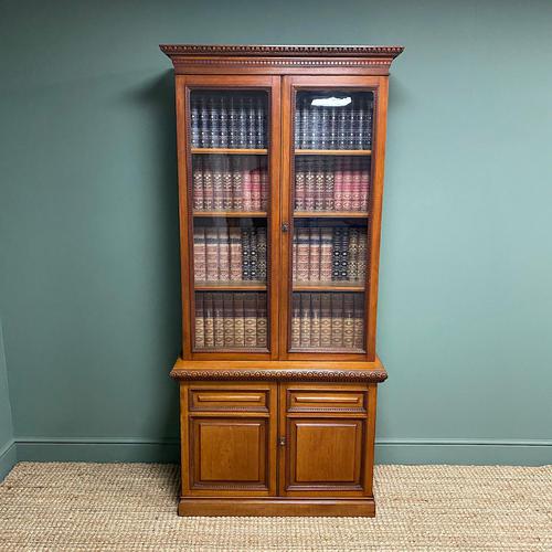 Quality Victorian Walnut Antique Glazed Bookcase on Cupboard (1 of 6)