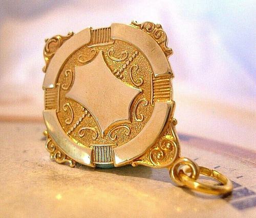 Antique 1920s Pocket Watch Chain Shield Fob Large Golden Gilt Ornate Fob Nos (1 of 8) Antique 1920s Pocket Watch Chain Shield Fob Large Golden Gilt Ornate Fob Nos (1 of 8)
