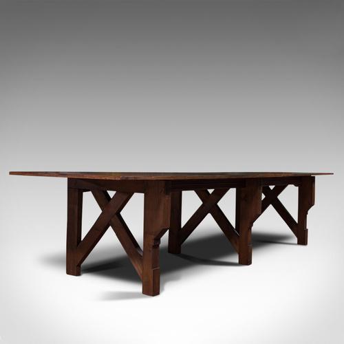 Large 12' Antique Kitchen Table, English, Pine, Industrial, Victorian, 1900 (1 of 12)