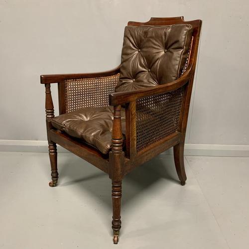 Regency Library Armchair With Leather Cushions (1 of 8)