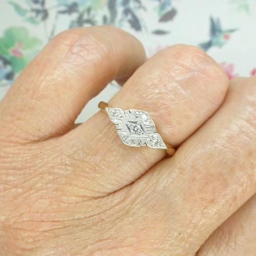 Antique Art Deco Platinum & 18ct Diamond Milgrain Panel Cluster Ring c.1920 (1 of 9) Antique Art Deco Platinum & 18ct Diamond Milgrain Panel Cluster Ring c.1920 (1 of 9)