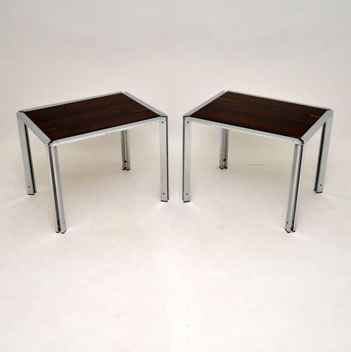 Pair of Vintage Italian Rosewood & Chrome Side Tables (1 of 8) Pair of Vintage Italian Rosewood & Chrome Side Tables (1 of 8)