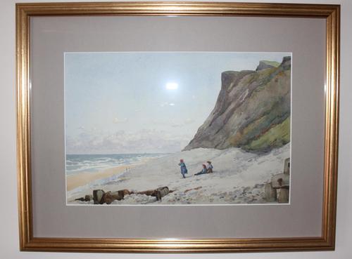 Antique Original Watercolour - A day at the Beach - Mary Sophia Godlee 1860-1932 (1 of 5)