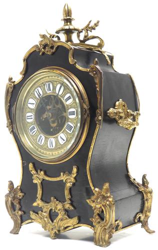 Fine French Ebony & Ormolu Boulle Mantel Clock – Farcot Skelton Dial 8 Day Mantle Clock (1 of 9)