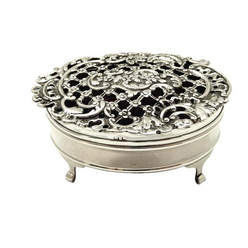Antique Sterling Silver Pierced Lid Trinket Box 1925 (1 of 8) Antique Sterling Silver Pierced Lid Trinket Box 1925 (1 of 8)