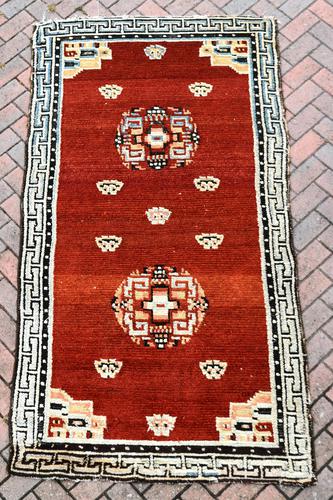 Antique Tibetan small carpet 229x121cm (1 of 6)