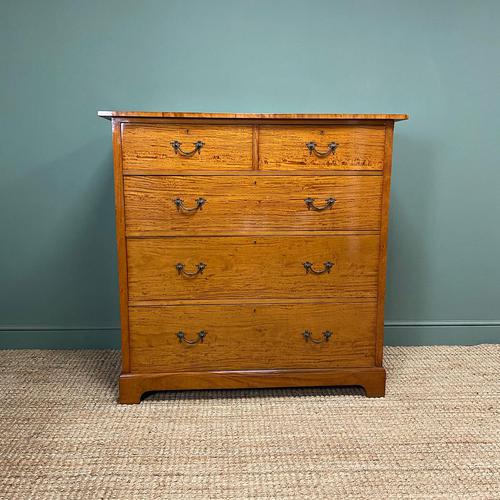 Striking Victorian Satinwood Antique Chest of Drawers (1 of 7)