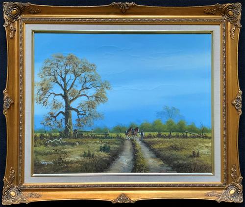 Original 1960s Vintage Antique Country Equestrian Farming Landscape Oil Painting (1 of 11) Original 1960s Vintage Antique Country Equestrian Farming Landscape Oil Painting (1 of 11)