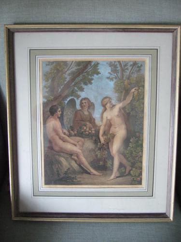 Bartolozzi RA after Thomas Stothard RA: late 18th/early 19th century stipple engraving of Adam and Eve with Archangel Raphael, illustrating Milton's Paradise Lost (1 of 7) Bartolozzi RA after Thomas Stothard RA: late 18th/early 19th century stipple engraving of Adam and Eve with Archangel Raphael, illustrating Milton's Paradise Lost (1 of 7)