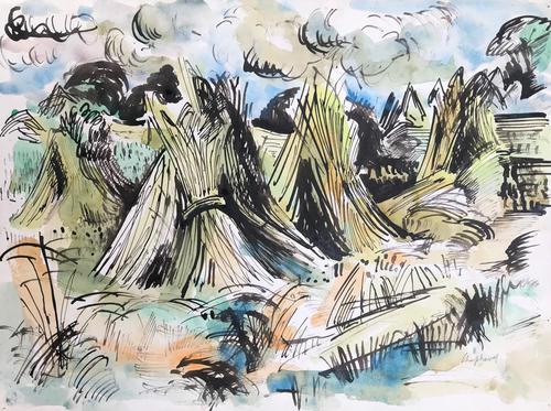 Original Watercolour 'harvest' by Toby Horne Shepherd 1909-1993 c.1965 - Signed Bottom Right (1 of 1) Original Watercolour 'harvest' by Toby Horne Shepherd 1909-1993 c.1965 - Signed Bottom Right (1 of 1)
