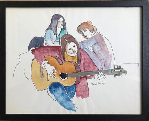 Original Watercolour 'The Guitar Player' by Toby Horne Shepherd 1909-1993 c.1965 - Signed Bottom Right - Framed (1 of 1) Original Watercolour 'The Guitar Player' by Toby Horne Shepherd 1909-1993 c.1965 - Signed Bottom Right - Framed (1 of 1)