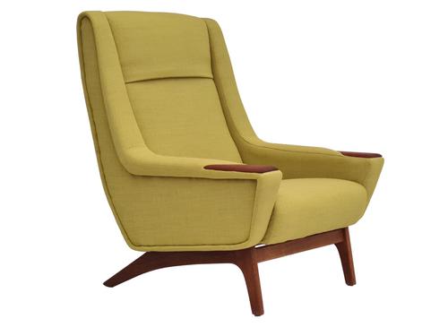 Danish high-backed armchair, reupholstered, 70s (1 of 14)