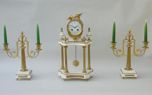 Antique Marble Portico Clock Garniture (1 of 12) Antique Marble Portico Clock Garniture (1 of 12)