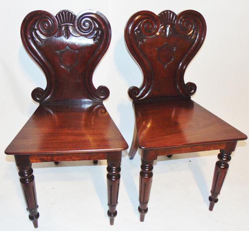 Pair of Regency Mahogany Hall Chairs (1 of 7)