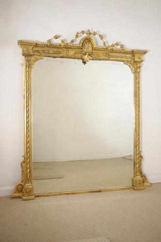 19th Century Gilt Overmantle Mirror with Bevelled Plate (1 of 12) 19th Century Gilt Overmantle Mirror with Bevelled Plate (1 of 12)