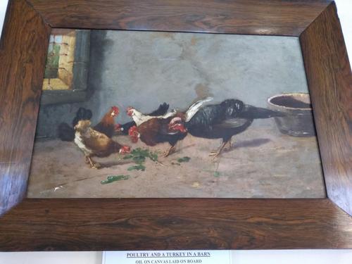 Poultry and a Turkey in a Barn, Unsigned (1 of 3)