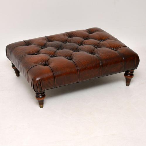 Antique Victorian Style Deep Buttoned Leather Stool (1 of 8)