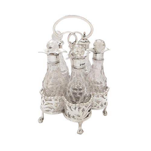 Antique Victorian Sterling Silver & Cut Glass Cruet Set 1900 (1 of 10)