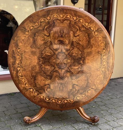 Outstanding Victorian Burr Walnut Centre Dining Table (1 of 14)