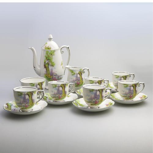 Art Deco Swan Lake Porcelain Roslyn Peacehaven Coffee Set c.1930 (1 of 10) Art Deco Swan Lake Porcelain Roslyn Peacehaven Coffee Set c.1930 (1 of 10)