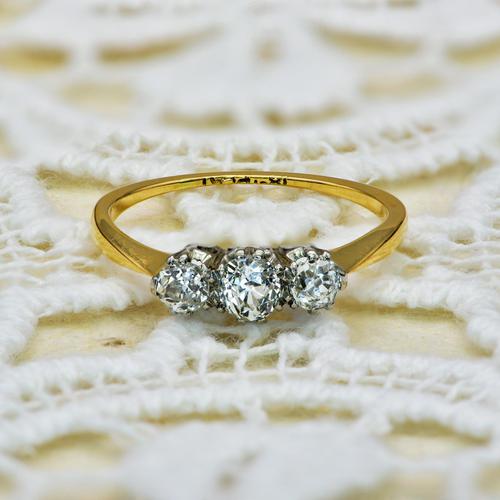 The Antique Old Mine Cut Three Diamond Ring (1 of 7) The Antique Old Mine Cut Three Diamond Ring (1 of 7)