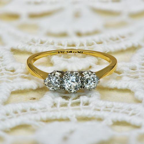 The Antique Old Mine Cut Three Diamond Ring (1 of 7)