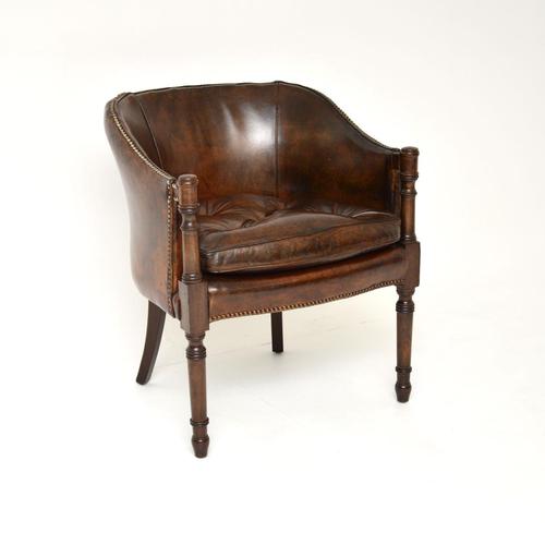 Leather & Mahogany Armchair / Desk Chair (1 of 9)