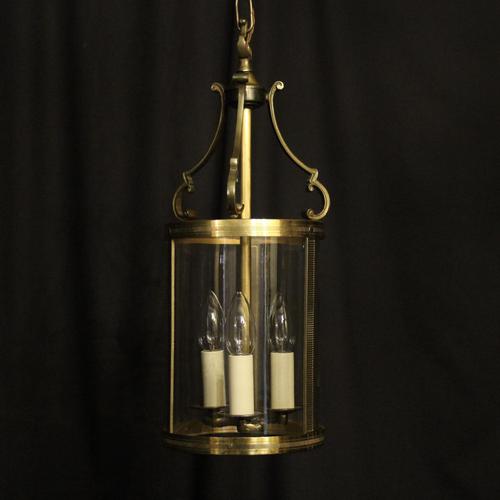 French Convex Gilded Triple Light Hall Antique Lantern (1 of 10) French Convex Gilded Triple Light Hall Antique Lantern (1 of 10)