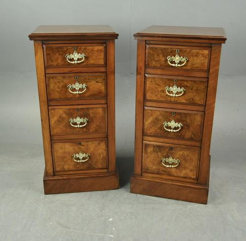 Antique Pair of Victorian Burr Walnut Bedside Chests (1 of 4)