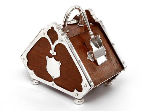 Unusual Shape Victorian Oak and Silver Plated Sugar Scuttle (1 of 10) Unusual Shape Victorian Oak and Silver Plated Sugar Scuttle (1 of 10)