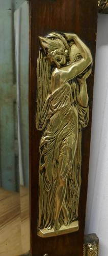 Large Napoleon III French Brass and Fruitwood Mirror (1 of 7) Large Napoleon III French Brass and Fruitwood Mirror (1 of 7)