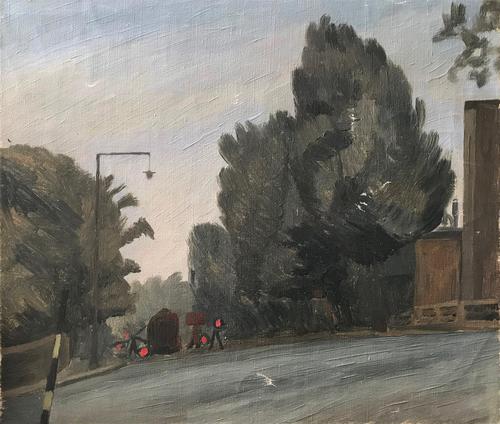 Original Oil on Canvas 'Roadworks Hampstead, Aug 1947 by Ann Spalding (1 of 4) Original Oil on Canvas 'Roadworks Hampstead, Aug 1947 by Ann Spalding (1 of 4)