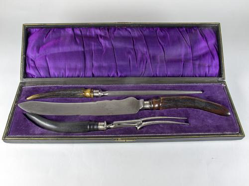 Antique Antler Handled Carving Set (1 of 7) Antique Antler Handled Carving Set (1 of 7)