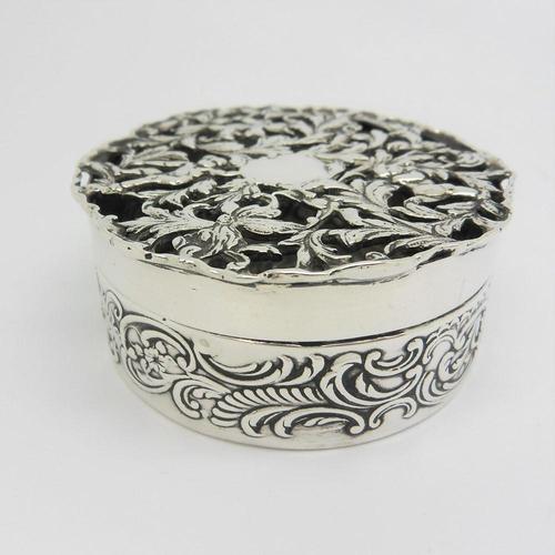 Antique Silver Pot Pourri Box 1908 by William Comyns & Sons 38387