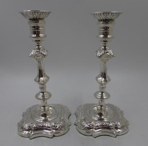 Pair of Antique Edwardian Silver Candlesticks Sheffield 1903 (1 of 8)