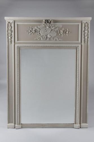 Large 19th Century French Painted Trumeau Overmantle Mirror (1 of 7)