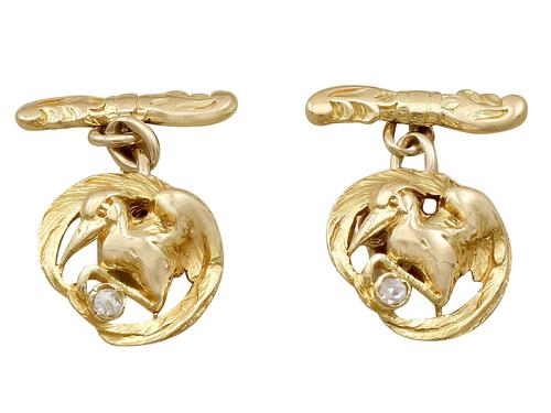 18ct Yellow Gold 'Bird' Cufflinks - Antique c.1900 (1 of 9) 18ct Yellow Gold 'Bird' Cufflinks - Antique c.1900 (1 of 9)