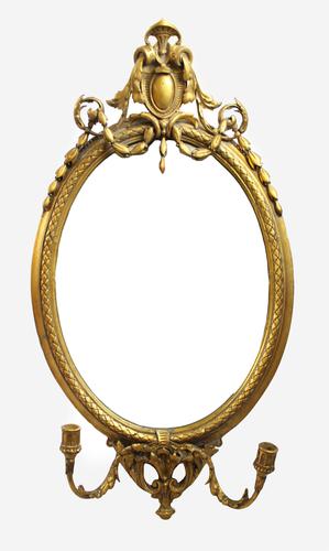 Victorian Oval Gilt Gesso Girandole Mirror (1 of 4)