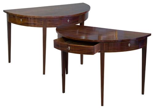 A Fine Pair of George III Mahogany Demi Lune Side Tables (1 of 8) A Fine Pair of George III Mahogany Demi Lune Side Tables (1 of 8)