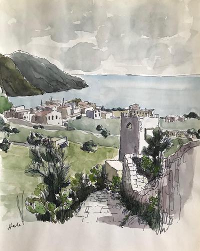 Original watercolour 'a Mediterranean Italian Village' by Helen Hale. ROI. B.1936 Signed c.1970 (1 of 1) Original watercolour 'a Mediterranean Italian Village' by Helen Hale. ROI. B.1936 Signed c.1970 (1 of 1)