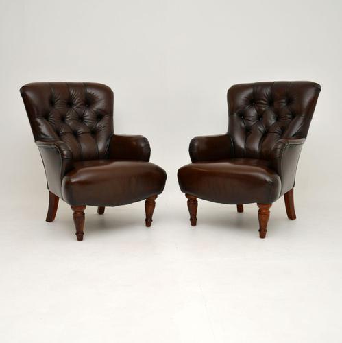 Pair of Antique Victorian Style Leather Armchairs (1 of 8) Pair of Antique Victorian Style Leather Armchairs (1 of 8)