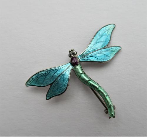 John Atkins & Son Silver & Enamel Dragonfly Brooch, 1916 (1 of 10)