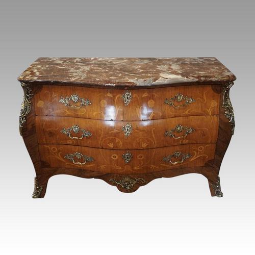 1930's Marble Top Marquetry Bombe Commode (1 of 9) 1930's Marble Top Marquetry Bombe Commode (1 of 9)