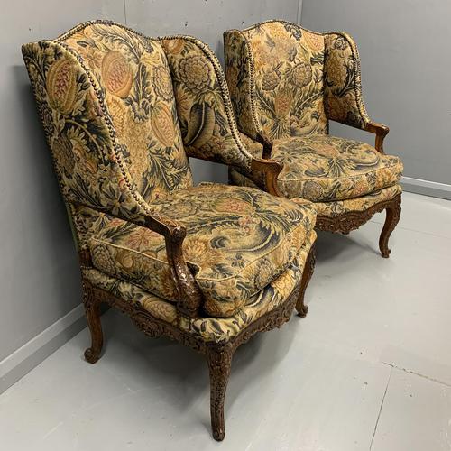 Pair of French Wing Armchairs (1 of 9)