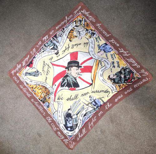 Original 1940s Winston Churchill Propaganda Scarf Rayon For Filmyra (1 of 11)