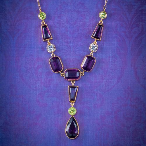 Art Deco Suffragette Paste Lavaliere Necklace Silver 18ct Gold Gilt Circa 1920 (1 of 5) Art Deco Suffragette Paste Lavaliere Necklace Silver 18ct Gold Gilt Circa 1920 (1 of 5)