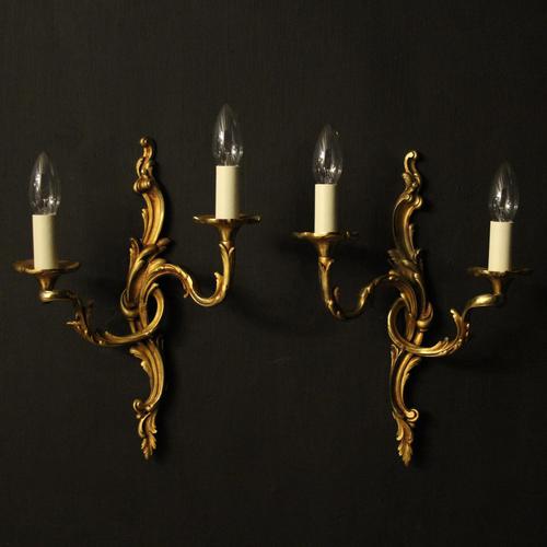 French Pair Of Gilded Bronze Antique Wall Lights (1 of 10)